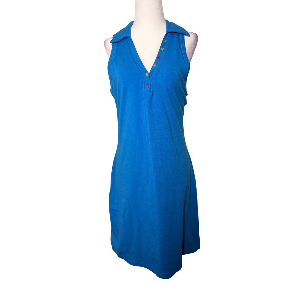 Boston Proper Racerback Polo Dress Blue Sleeveless Shelf Bra NWT Size Small